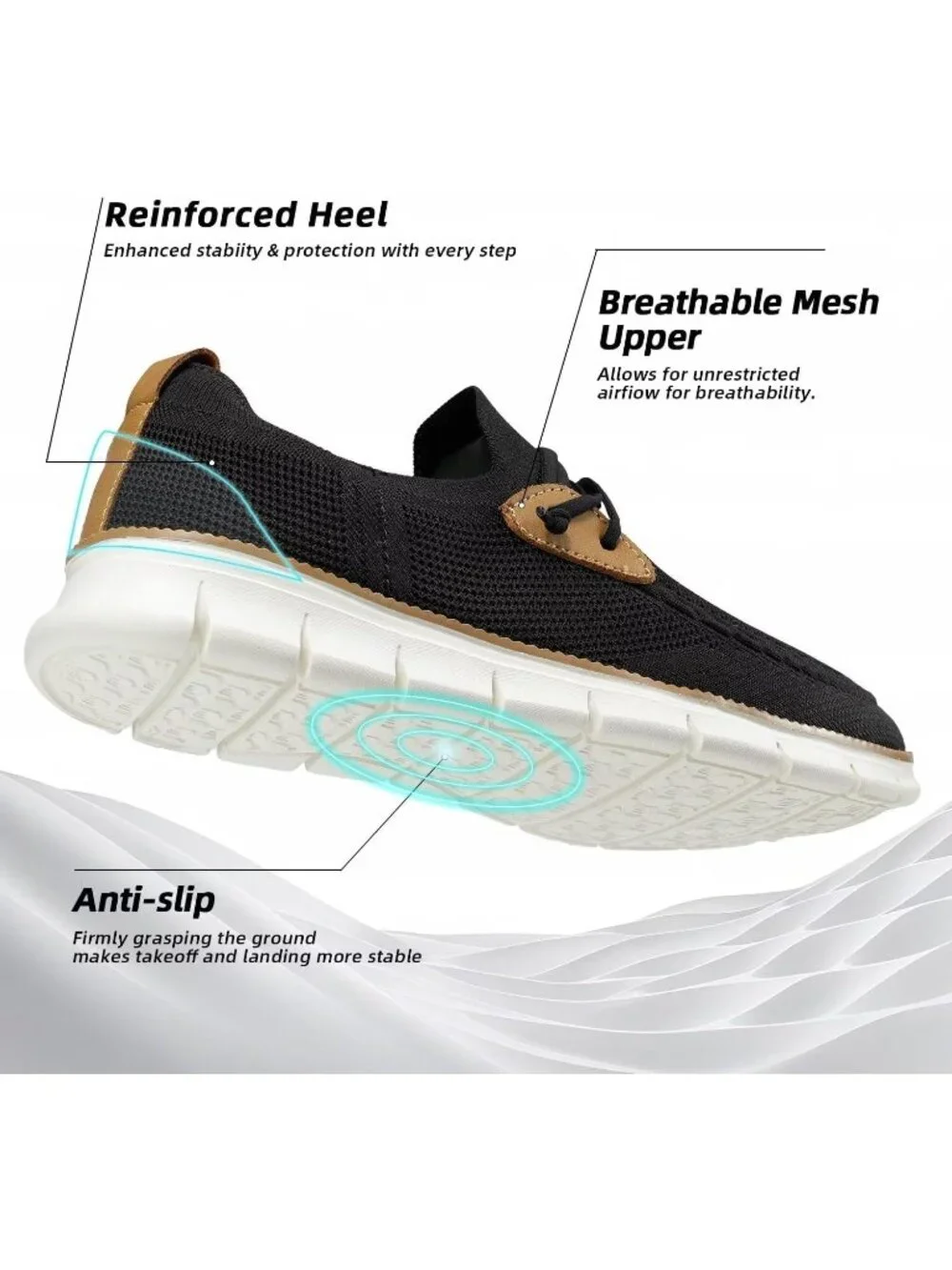 Men's Black White Loafers Slip On Walking Dress Casual Business Oxfords Sneakers